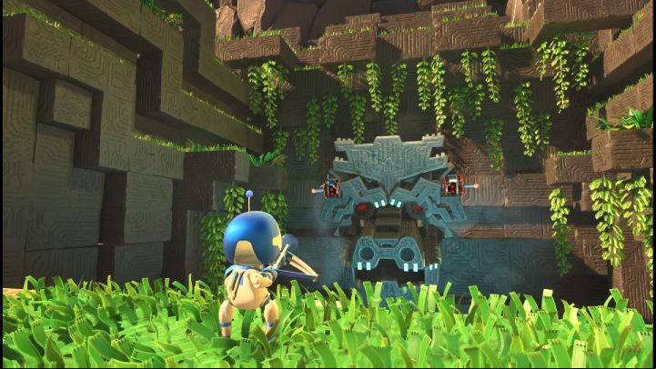 After 2 cannon volleys, the dragon will get tired for a while - Astros Playroom: Raytrace Ruins - walkthrough - GPU Jungle - Astros Playroom Guide