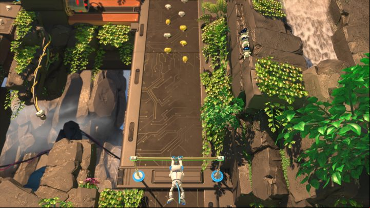 Climb the handles up to the top, and then climb the yellow ones - Astros Playroom: Mt. Motherboard - walkthrough - GPU Jungle - Astros Playroom Guide