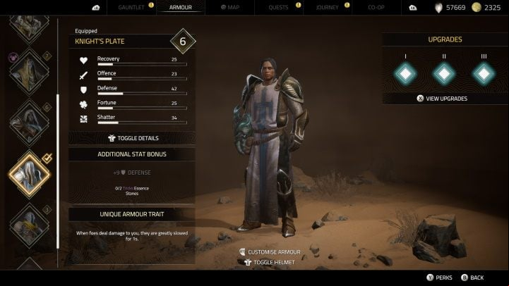 You will receive the Knight's Plate as part of the main quest, The Path to Bastengar - Atlas Fallen: All Armours - Secrets and Finds - Atlas Fallen Guide