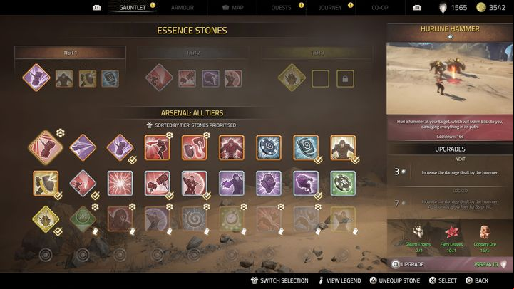 They can only be used after charging your Momentum Gauge - Atlas Fallen: Essence Stones map - Basics - Atlas Fallen Guide