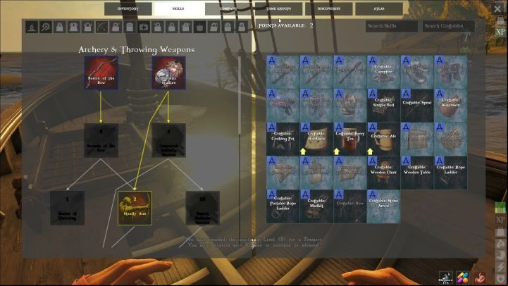 The screen showing the abilities of a character. - How to properly develop character in ATLAS? - FAQ - ATLAS Guide and Tips