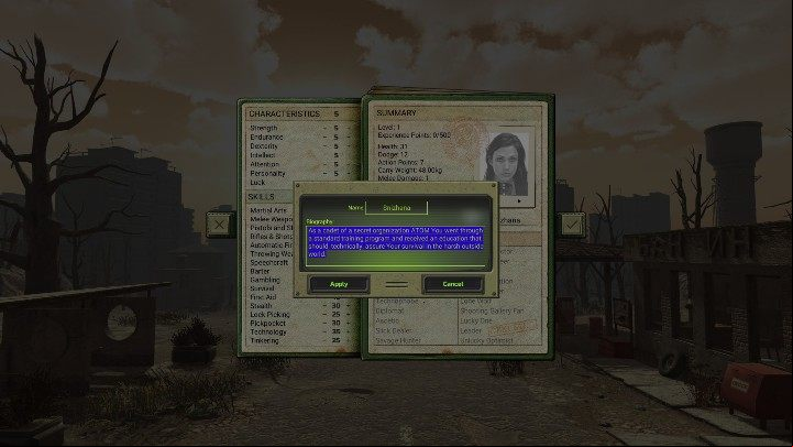 Once you have chosen your hero, give him a name and create his biography - Character creation in ATOM RPG - Character creation - ATOM RPG Guide
