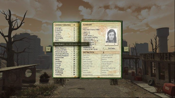 In the Skills tab, you have to adjust what character you would like to create - Character creation in ATOM RPG - Character creation - ATOM RPG Guide