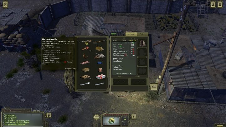 After talking to the old man, he will give you the rifle - How do I get the first firearm? - Armament - ATOM RPG Guide