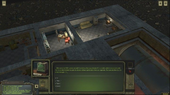 You will find a computer in one of the rooms next to the lift - Bunker 317 - ATOM RPG Walkthrough - Walkthrough - ATOM RPG Guide