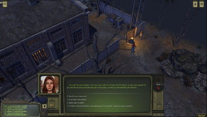 When she takes off the mask and presents himself, she asks you to find the father - Abandoned factory - ATOM RPG Walkthrough - Walkthrough - ATOM RPG Guide