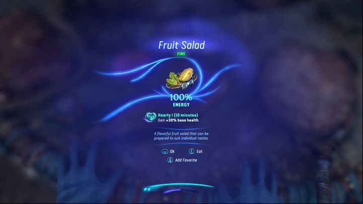 Cooked dishes can additionally grant temporary bonuses to statistics e - Avatar Frontiers of Pandora: How to heal and increase base health? - FAQ - Avatar Frontiers of Pandora Guide