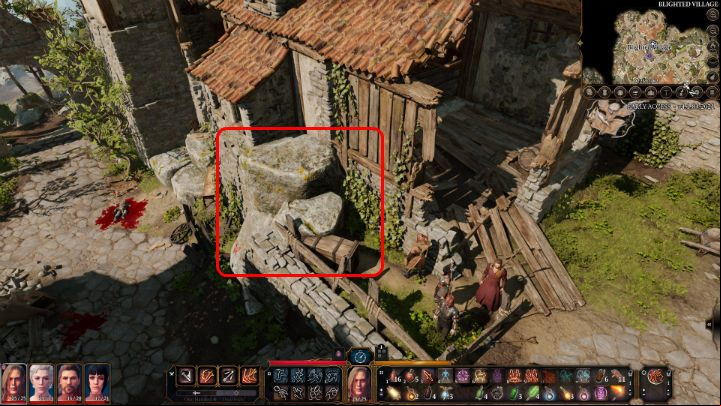 Before engaging Lump and his allies, you should position your party on high ground in advance to increase your chances - Baldurs Gate 3: Lump The Enlightened - how to beat? - Bosses and difficult fights - Baldurs Gate 3 Guide, Walkthrough