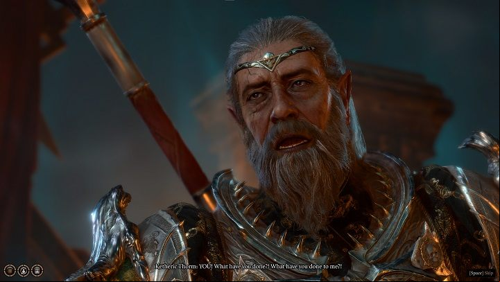 You'll face Thorm in a cutscene - you can try to convince him you'll show mercy, or attack outright - Baldurs Gate 3: Assault Moonrise Towers in BG3 - walkthrough - Act 2 - Baldurs Gate 3 Guide, Walkthrough