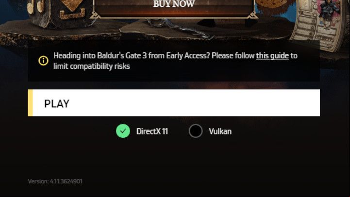 You can change your API right after starting the game, in the Larian Studios Launcher - Baldurs Gate 3: Which to choose - Vulkan or DX11? - Appendix - Baldurs Gate 3 Guide, Walkthrough