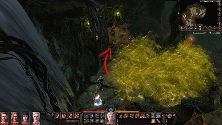 From the first platform, follow the narrow path to the left - you will need to turn the camera accordingly to see it - Baldurs Gate 3: How to beat Auntie Ethel (Green Witch)? - Bosses and difficult fights - Baldurs Gate 3 Guide, Walkthrough