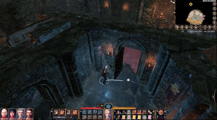 If you start exploring the bedchamber from the side room, you can open the door by lighting two small candles on the sides (the location is shown in the picture) - Baldurs Gate 3: Overgrown Ruins / Roadside Cliffs map - World Atlas - Baldurs Gate 3 Guide, Walkthrough
