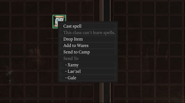 The second type of limitation is a warning about trying to teach the spell to the character representing the wrong class - Baldurs Gate 3: How to learn spells? - Character & party development - Baldurs Gate 3 Guide, Walkthrough