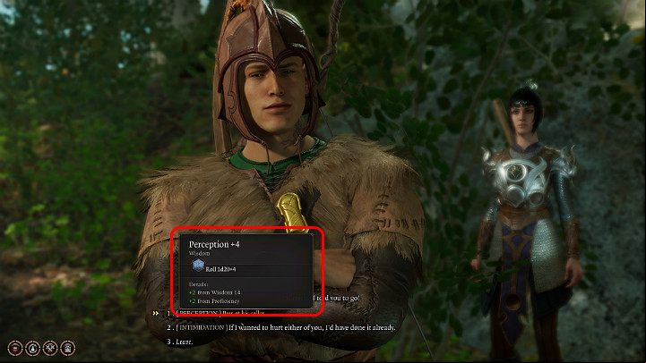 The above screen illustrates a situation in which the protagonist wants to use persuasion skills during a conversation - Baldurs Gate 3: Skills - Basics - Baldurs Gate 3 Guide, Walkthrough