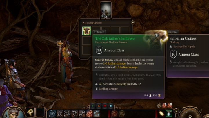 This is some very good light armor, with 13 AC, +3 Dexterity and the Order of Nature trait, which deals 1d6 radiant to all undead attacking its wearer - Baldurs Gate 3: Owlbear - how to beat? - Bosses and difficult fights - Baldurs Gate 3 Guide, Walkthrough