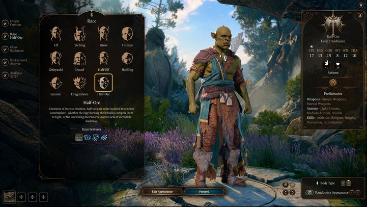 The best race for a Barbarian is Half-Orc - Baldurs Gate 3: Barbarian - best build - Barbarian - Baldurs Gate 3 Guide, Walkthrough
