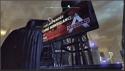 Start by reaching the TYGER billboard (screen above) on one of the roofs - Riddles | Amusement Mile - Amusement Mile - Batman: Arkham City Game Guide
