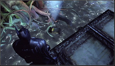 Centre the camera on the roots coming out of Poison Ivys estate (screen above) and scan them - Riddles | Amusement Mile - Amusement Mile - Batman: Arkham City Game Guide