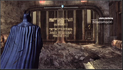 Find the gate with the TYGER logo (screen above) and scan it - Riddles | Bowery - Bowery - Batman: Arkham City Game Guide