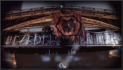 Zoom in on the JEZEBEL CENTER sign (screen above) and scan it - Riddles | Bowery - Bowery - Batman: Arkham City Game Guide