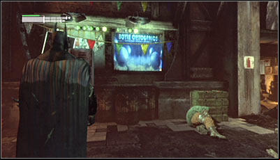 Find the Boyle Cryogenics banner (screen above) and scan it - Riddles | Steel Mill - Steel Mill - Batman: Arkham City Game Guide