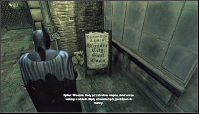 Find the plate informing of the shutdown of Wonder City (screen above) and scan it - Riddles | Wonder City - Wonder City - Batman: Arkham City Game Guide