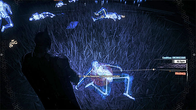 Locate the unconscious leader and search him - Fourth Riddler trial | Batman Arkham Knight - Riddlers Revenge - Batman: Arkham Knight Game Guide & Walkthrough
