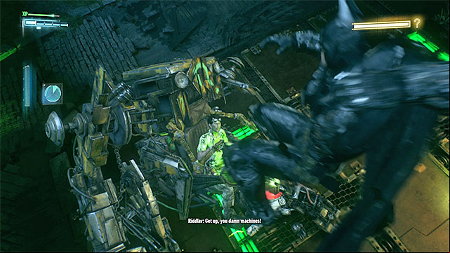 Attack after the Batman jumps onto the Riddlers machine - The Riddler - proper boss battle | Batman Arkham Knight - Riddlers Revenge - Batman: Arkham Knight Game Guide & Walkthrough