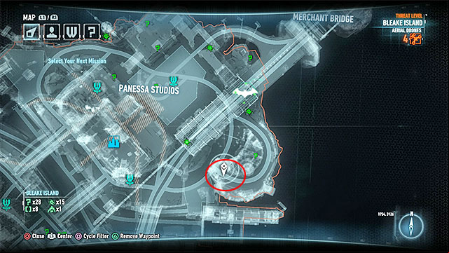 Once you reach the destination, use the detective mode again and find the fuse box - Riddler trophies on Bleake Island (1-18) | Collectibles - Bleake Island - Collectibles - Bleake Island - Batman: Arkham Knight Game Guide & Walkthrough
