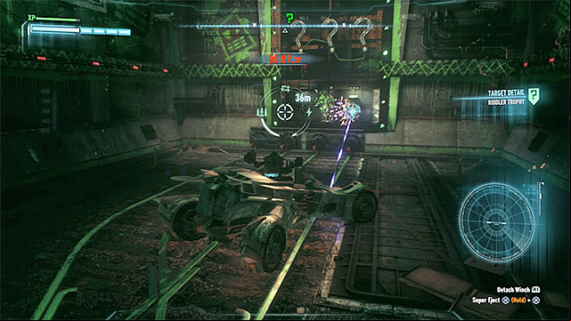 Activate the EMP to temporary turn off the force field - Riddler trophies on Bleake Island (1-18) | Collectibles - Bleake Island - Collectibles - Bleake Island - Batman: Arkham Knight Game Guide & Walkthrough