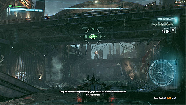 The round sign can be found under the bridge - Riddler trophies on Bleake Island (19-36) | Collectibles - Bleake Island - Collectibles - Bleake Island - Batman: Arkham Knight Game Guide & Walkthrough