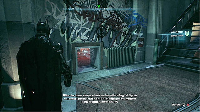Find the small entrance to the room with the secret - Riddler trophies on Bleake Island (19-36) | Collectibles - Bleake Island - Collectibles - Bleake Island - Batman: Arkham Knight Game Guide & Walkthrough