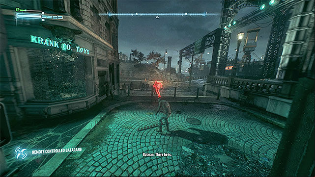 Remote controlled batarang will allow you to find the enemy carrying the bomb - Bomb rioters on Miagani Island | Collectibles - Miagani Island - Collectibles - Miagani Island - Batman: Arkham Knight Game Guide & Walkthrough