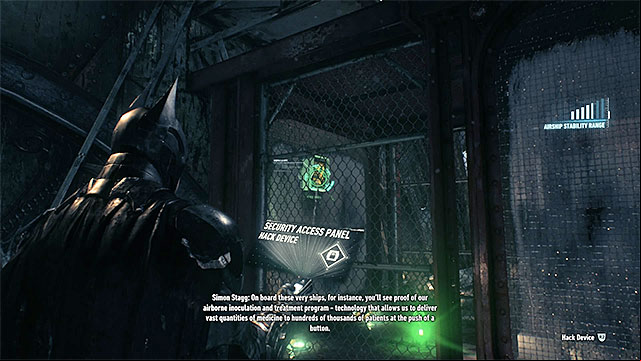 Use the remote hacking device to gain access to the trophy - Riddler trophies in the Stagg Airships (1-10) | Collectibles - Stagg Airships - Collectibles - Stagg Airships - Batman: Arkham Knight Game Guide & Walkthrough