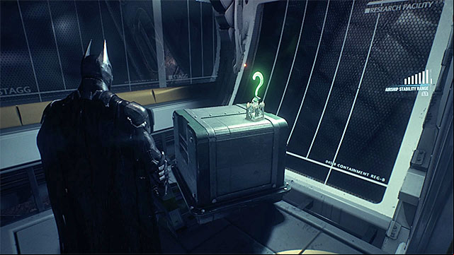The trophy is well exposed - Riddler trophies in the Stagg Airships (1-10) | Collectibles - Stagg Airships - Collectibles - Stagg Airships - Batman: Arkham Knight Game Guide & Walkthrough