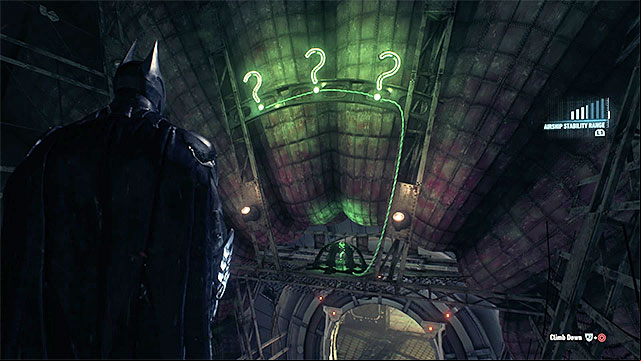 Throw batarangs at the question marks - Riddler trophies in the Stagg Airships (1-10) | Collectibles - Stagg Airships - Collectibles - Stagg Airships - Batman: Arkham Knight Game Guide & Walkthrough