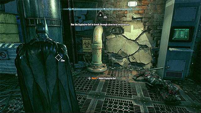 The place where you use Explosive Gel for the first time. - Rescue the missing ACE Chemicals workers | Main story | Batman Arkham Knight - Main story - Batman: Arkham Knight Game Guide & Walkthrough