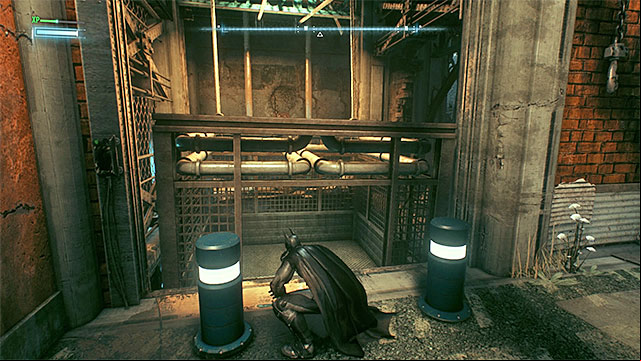 Enter the elevator after you raise it with the Batmobile. - Rescue the missing ACE Chemicals workers | Main story | Batman Arkham Knight - Main story - Batman: Arkham Knight Game Guide & Walkthrough