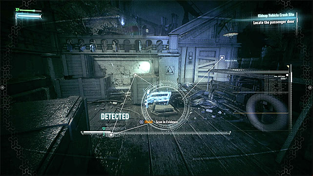 You will find the door in some distance from the car. - Investigate the crash site | Main story | Batman Arkham Knight - Main story - Batman: Arkham Knight Game Guide & Walkthrough