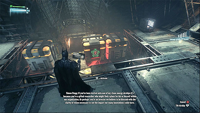 Head straight and stop in the room with three new crates - Infiltrate the first airship | Main story | Batman Arkham Knight - Main story - Batman: Arkham Knight Game Guide & Walkthrough