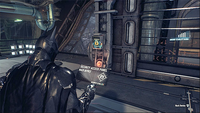 Hack the to open the airship side door. - Infiltrate the first airship | Main story | Batman Arkham Knight - Main story - Batman: Arkham Knight Game Guide & Walkthrough