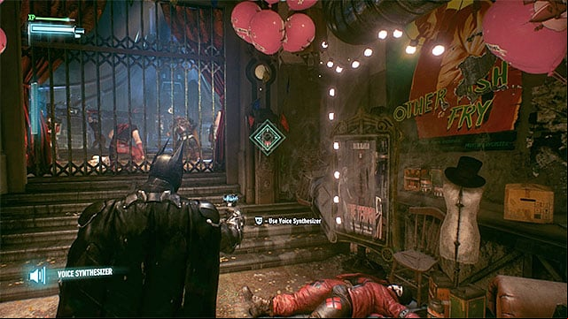 Use voice synthesizer to unlock the main hall entrance - Stop Harley Quinn from taking the Joker infected | Main story - Main story - Batman: Arkham Knight Game Guide & Walkthrough