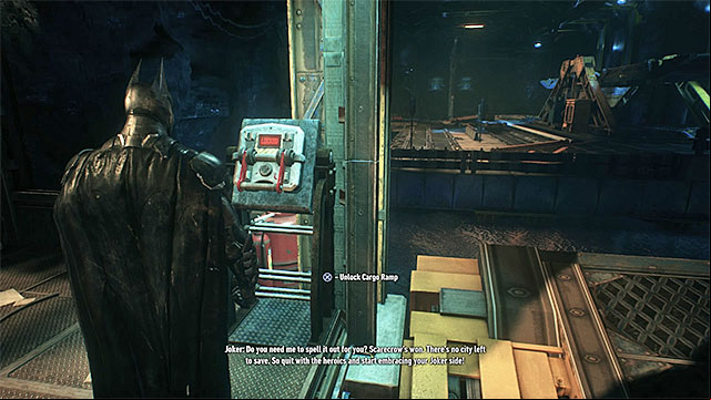 Another switch will allow you to manipulate the float - Locate and release Ivys plant on the Founders Island | Main story - Main story - Batman: Arkham Knight Game Guide & Walkthrough