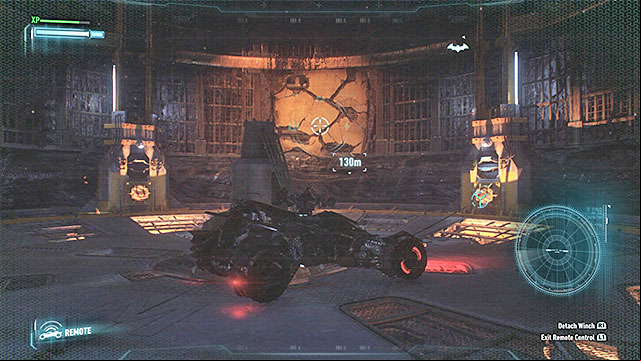Destroy the weakened wall and raise the large platform to reach the destination in the Batmobile - Find commissioner Gordon in the shopping mall | Main story - Main story - Batman: Arkham Knight Game Guide & Walkthrough