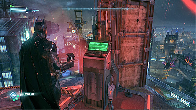 An example terminal that you need to apply the explosive gel to - Occupy Gotham | Side missions (Most Wanted) | Batman Arkham Knight - Side missions (Most Wanted) - Batman: Arkham Knight Game Guide & Walkthrough