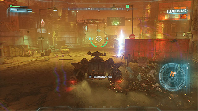 Drive to Arkham Knights vehicle and scan it - Arkham Knight - second encounter (Cloudburst tank battle) | Boss fights - Boss fights - Batman: Arkham Knight Game Guide & Walkthrough