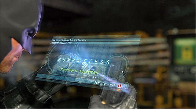 Take a look around this room to find the control and hack into the system, using the Cryptographic Sequencer (the above screenshot) - Uplink the National Criminal Database to the batcomputer | Main storyline - Main storyline - Batman: Arkham Origins Game Guide