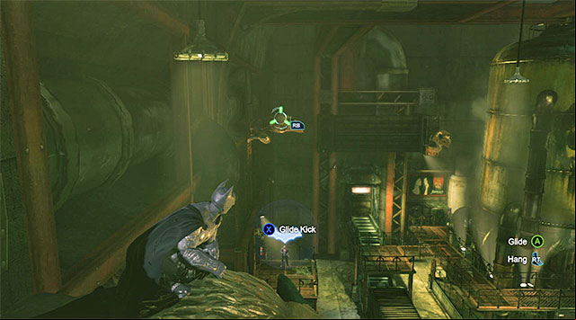 Use the hook, to your advantage, on the statues - Investigate the steel mill - drug lab | Main storyline - Main storyline - Batman: Arkham Origins Game Guide