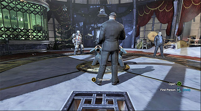 Start the fight by attacking the enemy standing next to the ventilation shaft - Gain access to the penthouse - West tower | Main storyline - Main storyline - Batman: Arkham Origins Game Guide