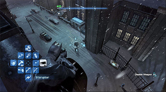 It pays off to use the disruptor to disable firearms - Scan the corpse in the GD morgue | Main storyline - Main storyline - Batman: Arkham Origins Game Guide
